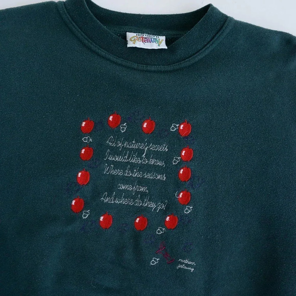 Vintage Northern  Getaway Green Fall Apple Crewneck Sweater M - Picture 10 of 10
